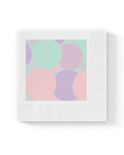 Pastel Peach and Soft Green Patches White Coined Napkins, 6.5" x 6.5"