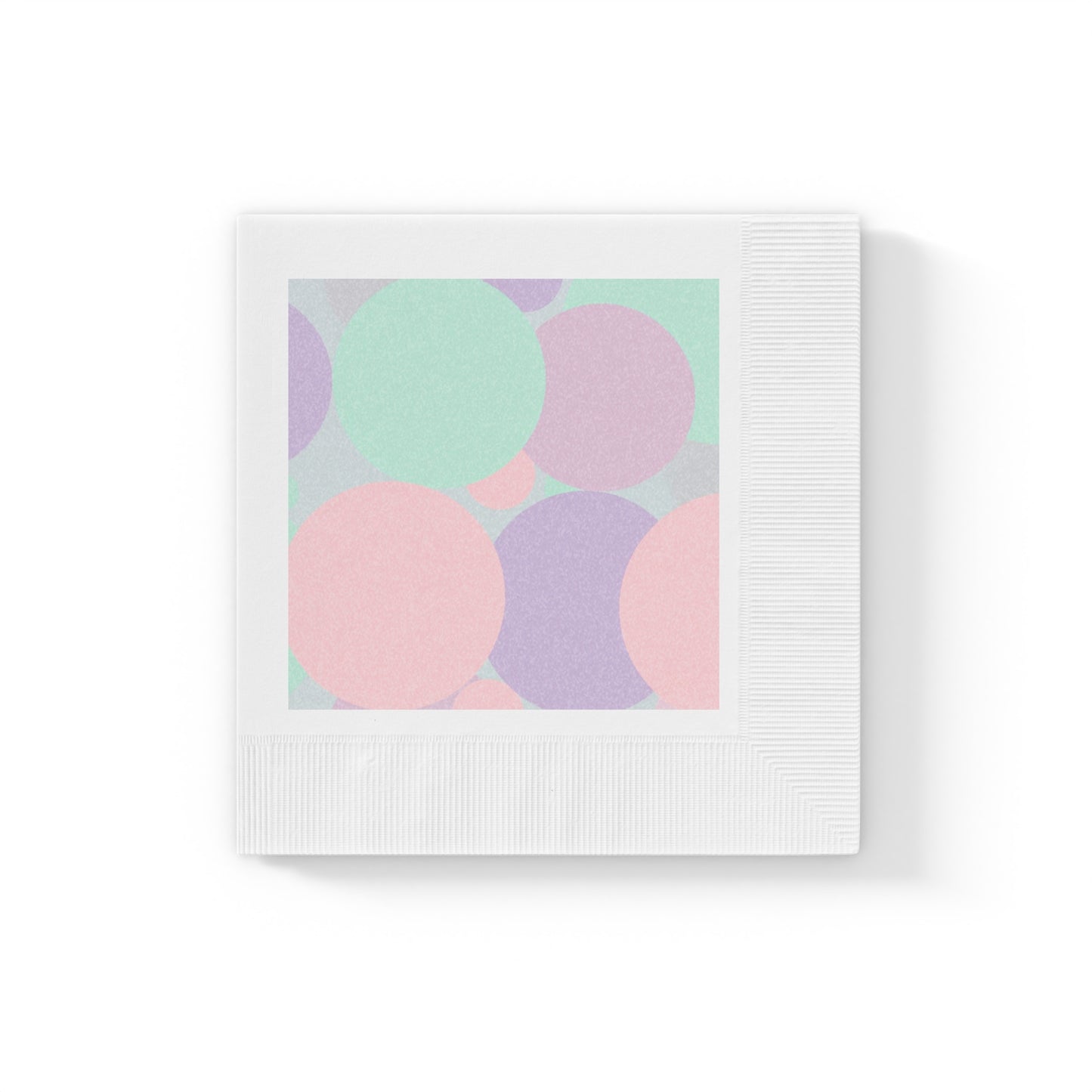 Pastel Peach and Soft Green Patches White Coined Napkins, 6.5" x 6.5"