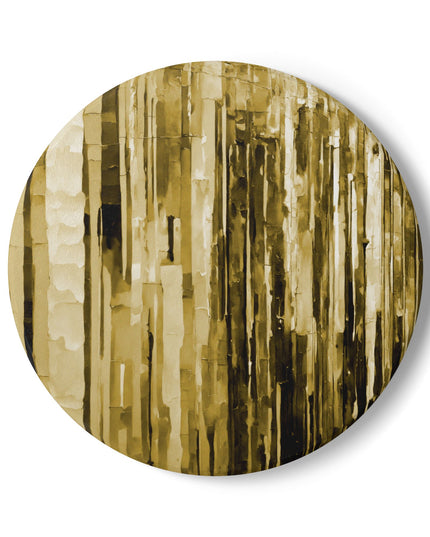 Striped Light Brown 4" x 4" Round Ceramic Coaster