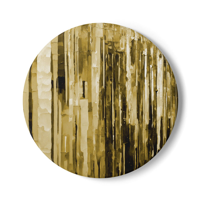Striped Light Brown 4" x 4" Round Ceramic Coaster