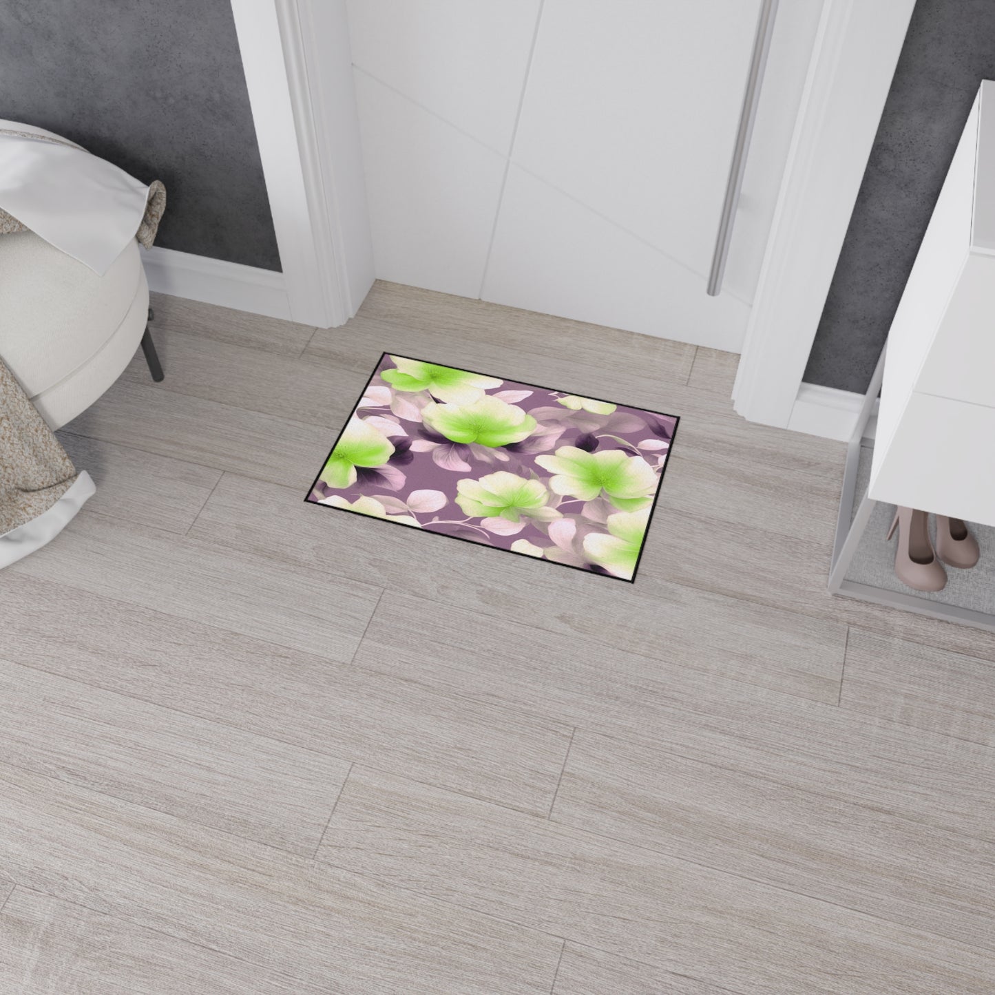 Lime Lavender Floral Bunch Heavy Duty Floor Mat, 18" x 27"