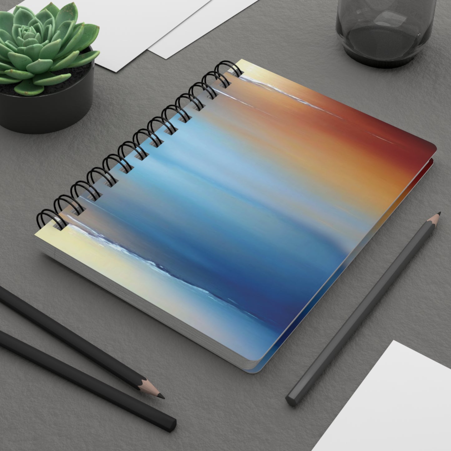 Blue Sea Red Orange Fog Spiral Bound Journal, 5" x 7" 150 pages