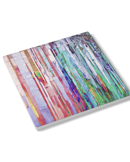 Striped Pastels 4" x 4" Square Ceramic Coaster