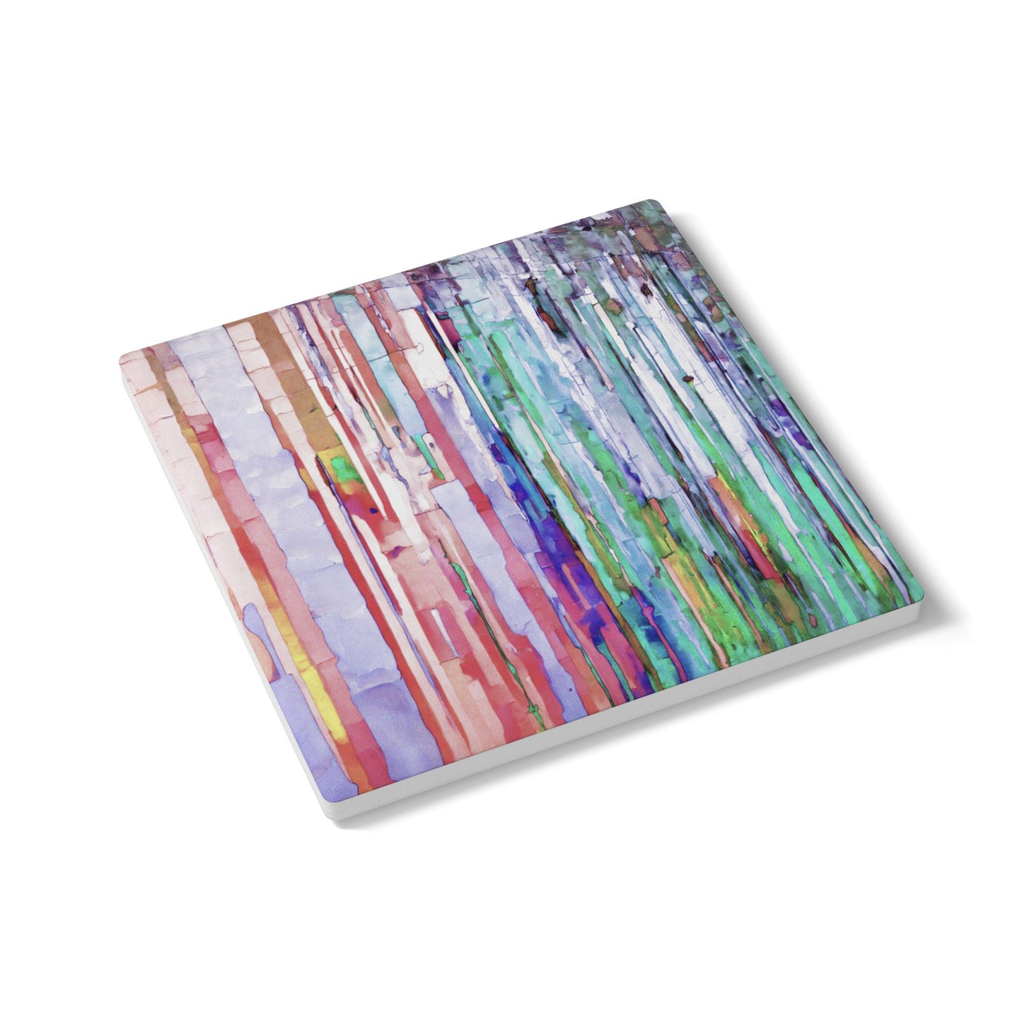 Striped Pastels 4" x 4" Square Ceramic Coaster