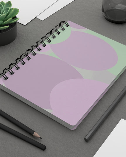 Pastel Lavender Purple and Soft Green Patches Spiral Bound Journal, 5" x 7" 150 pages