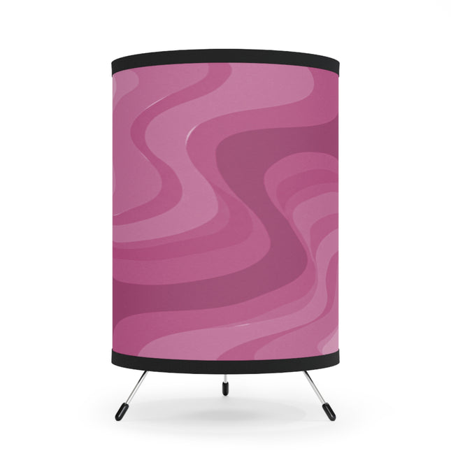 Pinky Mauve Wavey Tripod Lamp with High-Res Printed Shade, US\CA plug