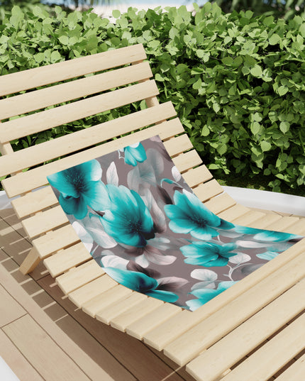 Tif Green Gray Floral Bunch Beach Towel, 18" x 27"