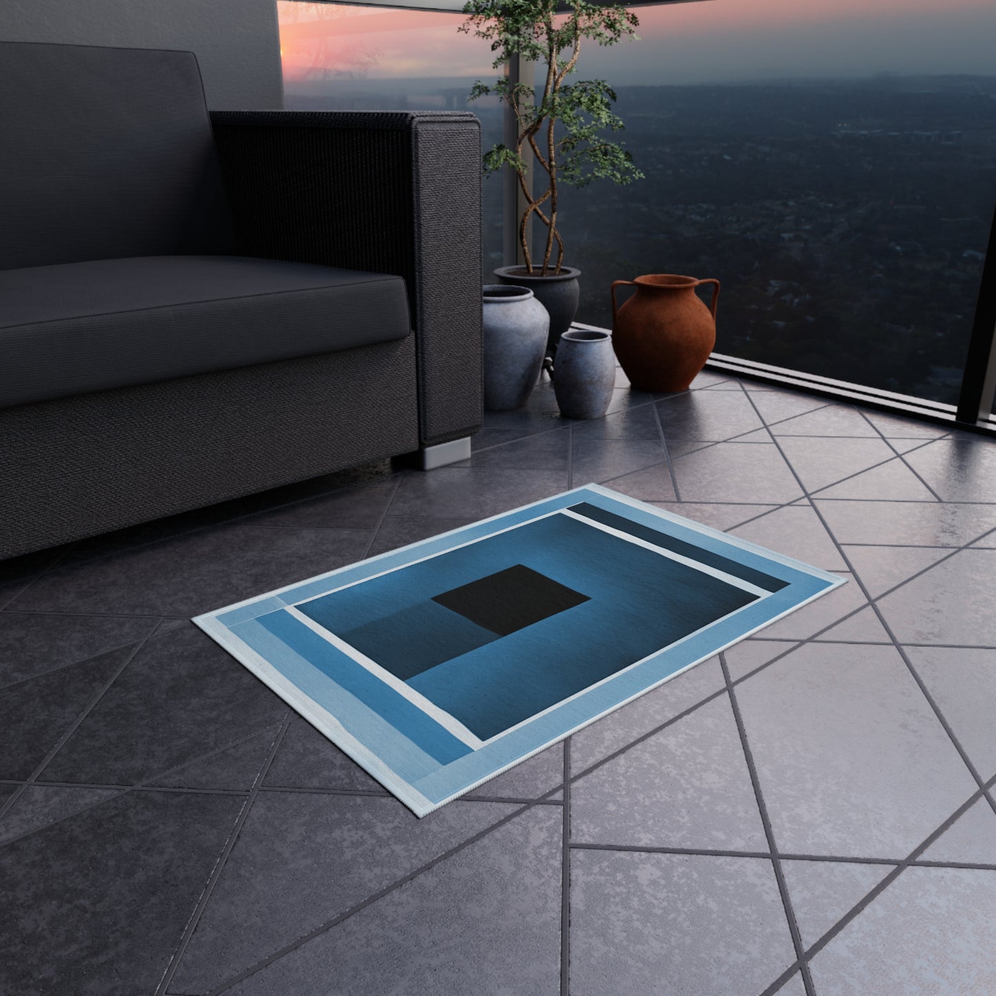 Blue Shadow Outdoor Rug, 24" x 36"