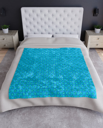 Blue Green Star-crossed Bodies Crushed Velvet Blanket, 50" x 60"