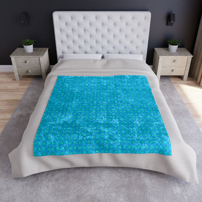 Blue Green Star-crossed Bodies Crushed Velvet Blanket, 50" x 60"
