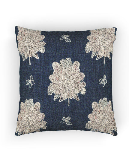 Rose White Floral Butterflies Woven Pillow, 17" x 18"