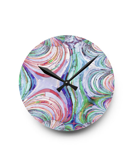 Uzi Spiral Pastels Acrylic Round Wall Clock, 8" x 8"