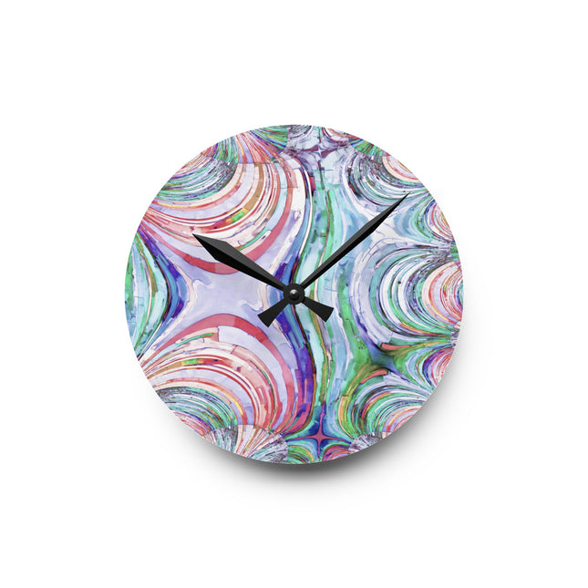 Uzi Spiral Pastels Acrylic Round Wall Clock, 8" x 8"