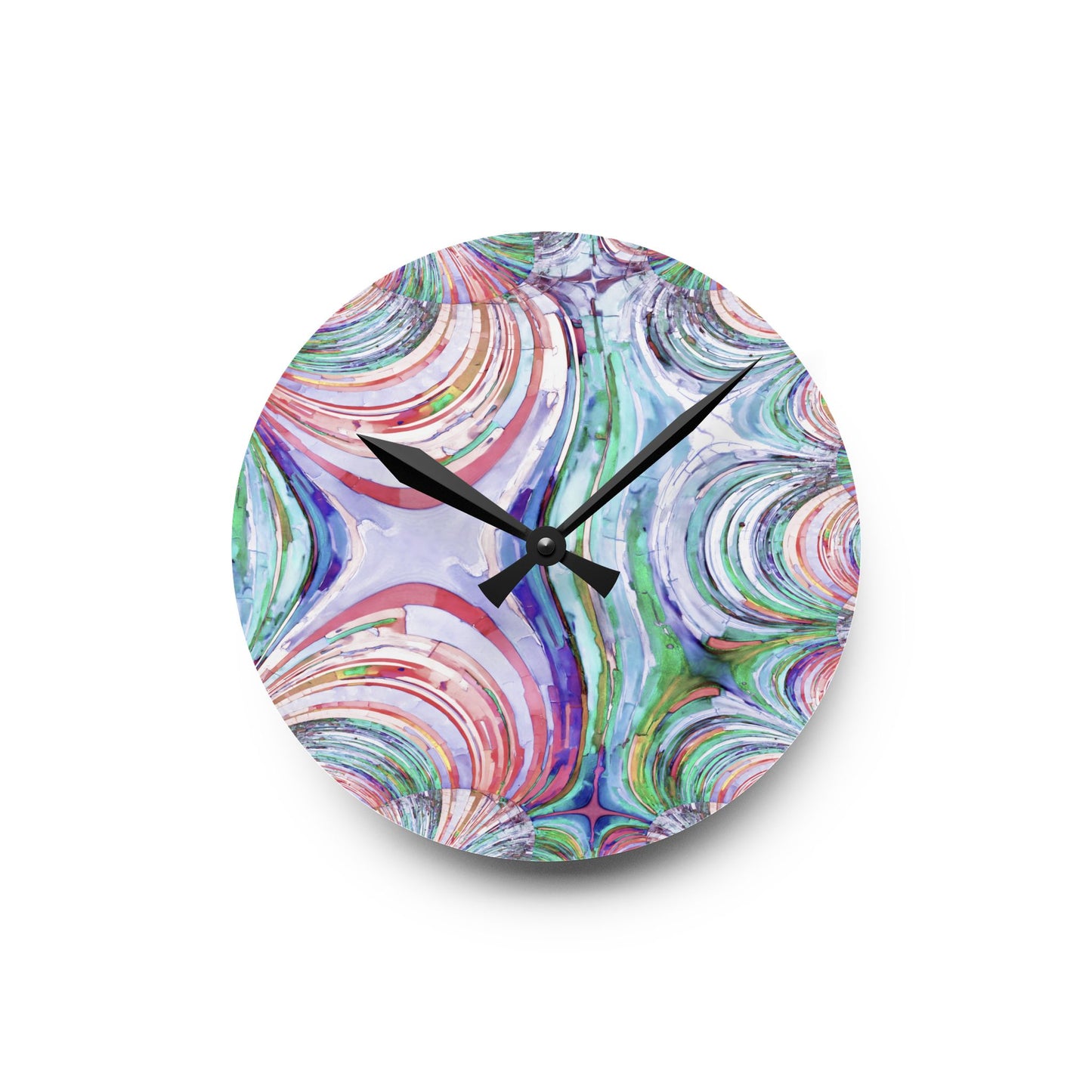 Uzi Spiral Pastels Acrylic Round Wall Clock, 8" x 8"