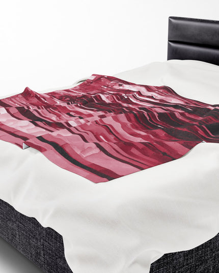 Striped Ruby Velveteen Plush Blanket, 50" x 60"