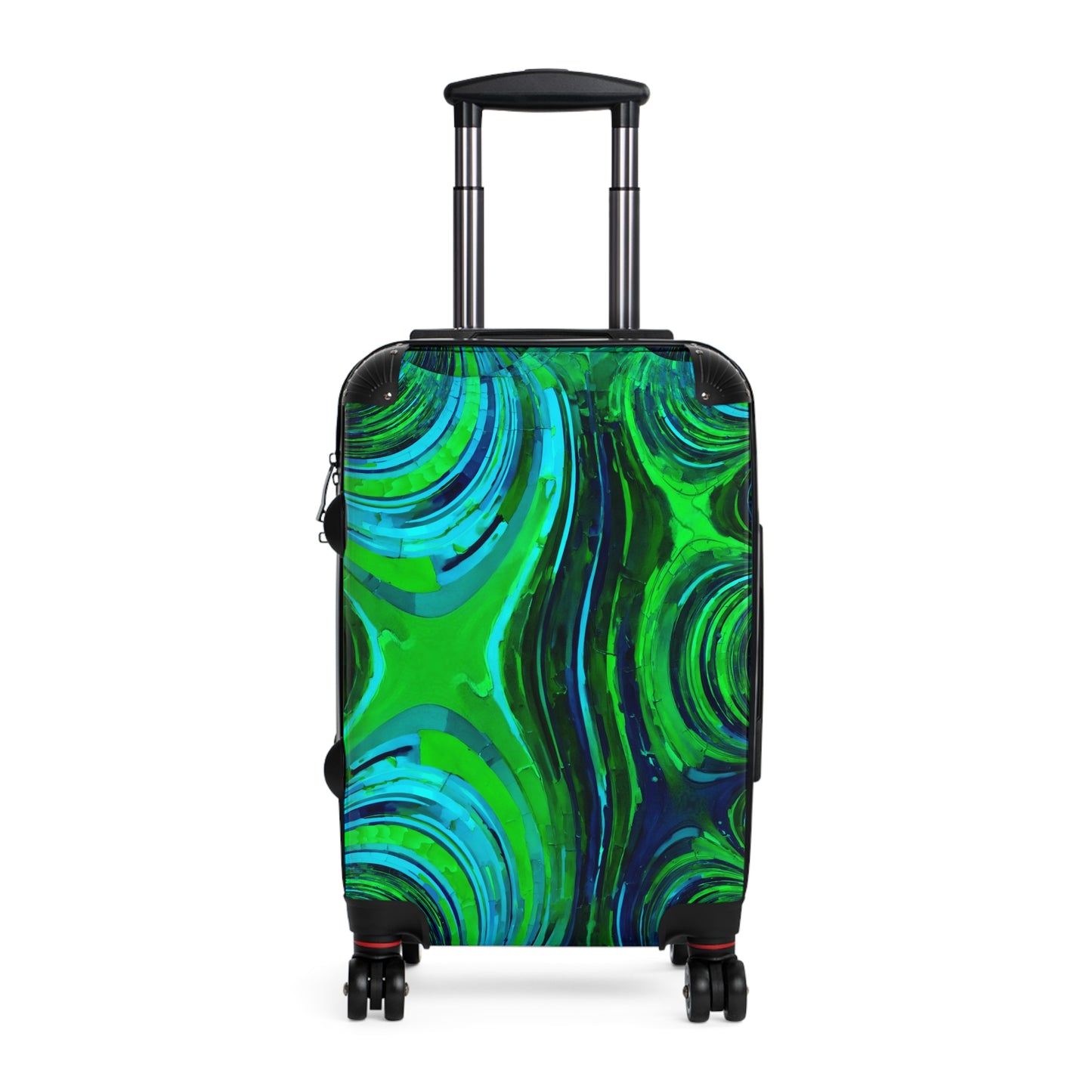 Uzi Spiral Blue Green Small Suitcase with built in lock, 4 double-wheels, telescopic handle, and ABS back hard-shell