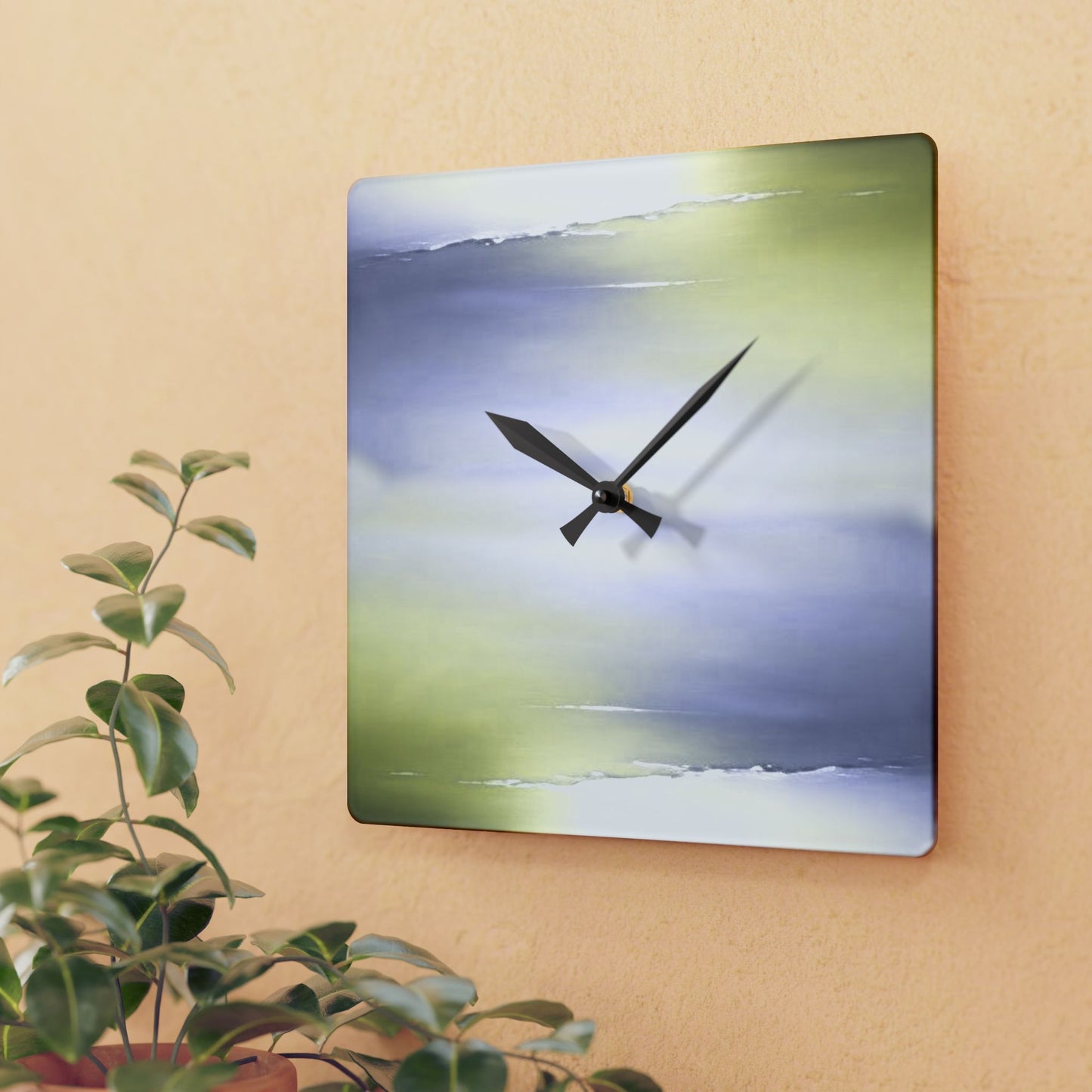 Lavender Sea Golden Fog Acrylic Wall Clock, Round or Square, 10.75" x 10.75"