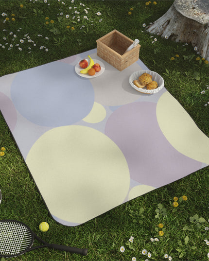 Pastel Soft Blue and Soft White Patches 61" × 51" Picnic Blanket