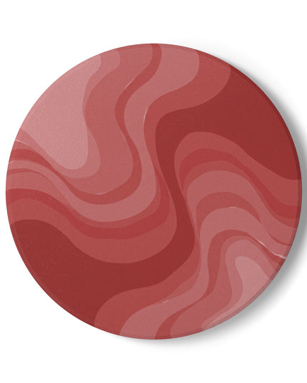 Power Red Wavey 4" x 4" Round Ceramic Coaster