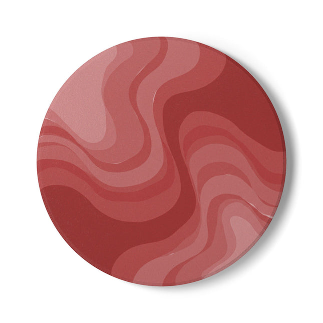 Power Red Wavey 4" x 4" Round Ceramic Coaster
