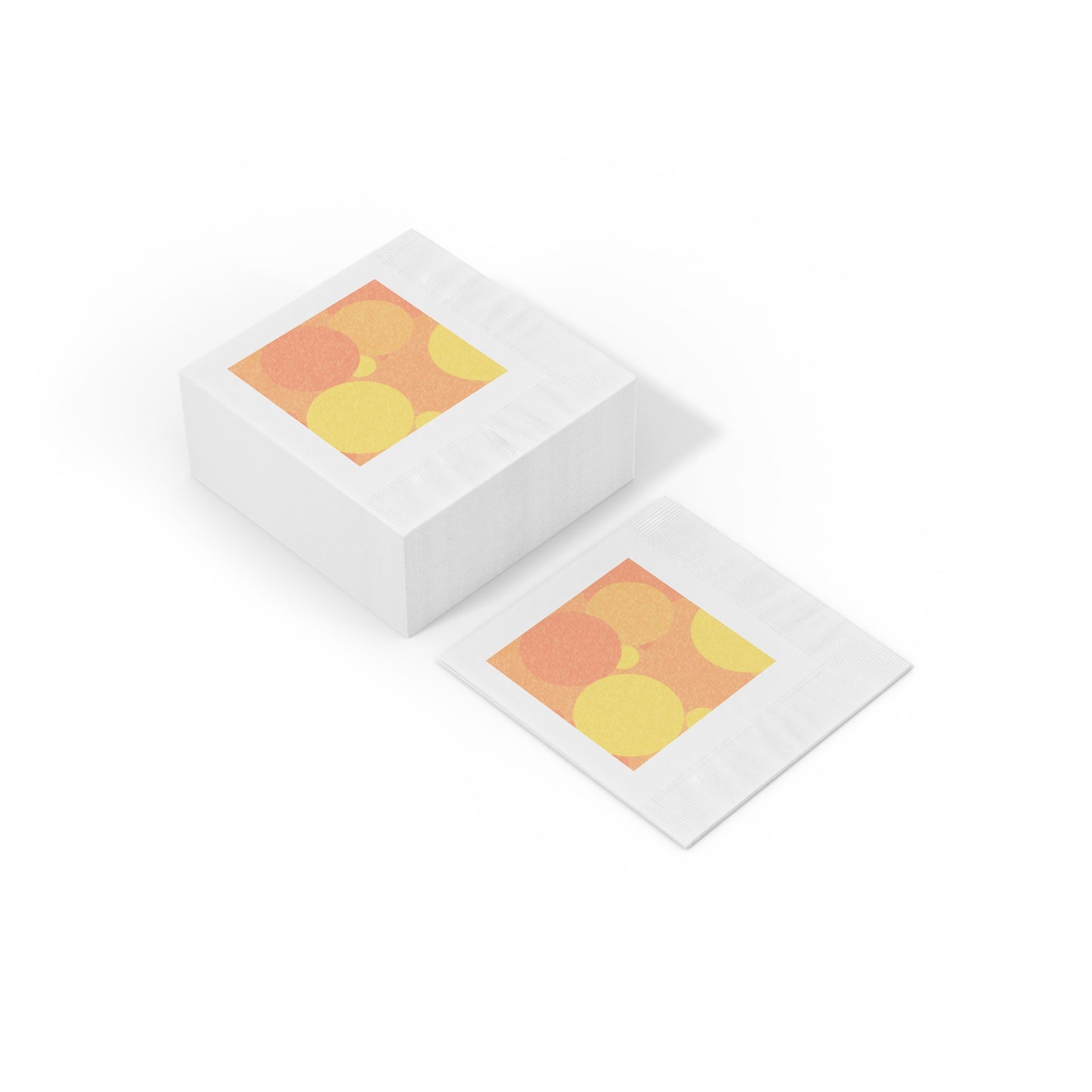 Pastel Bright Oranges Patches White Coined Napkins, 4.8" x 4.8"