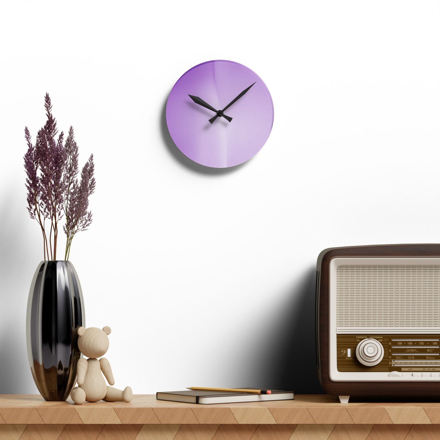 Soft Lavender Fade Acrylic Round Wall Clock, 8" x 8"