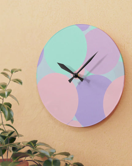 Pastel Peach and Soft Green Patches Acrylic Wall Clock, Round or Square, 10.75" x 10.75"