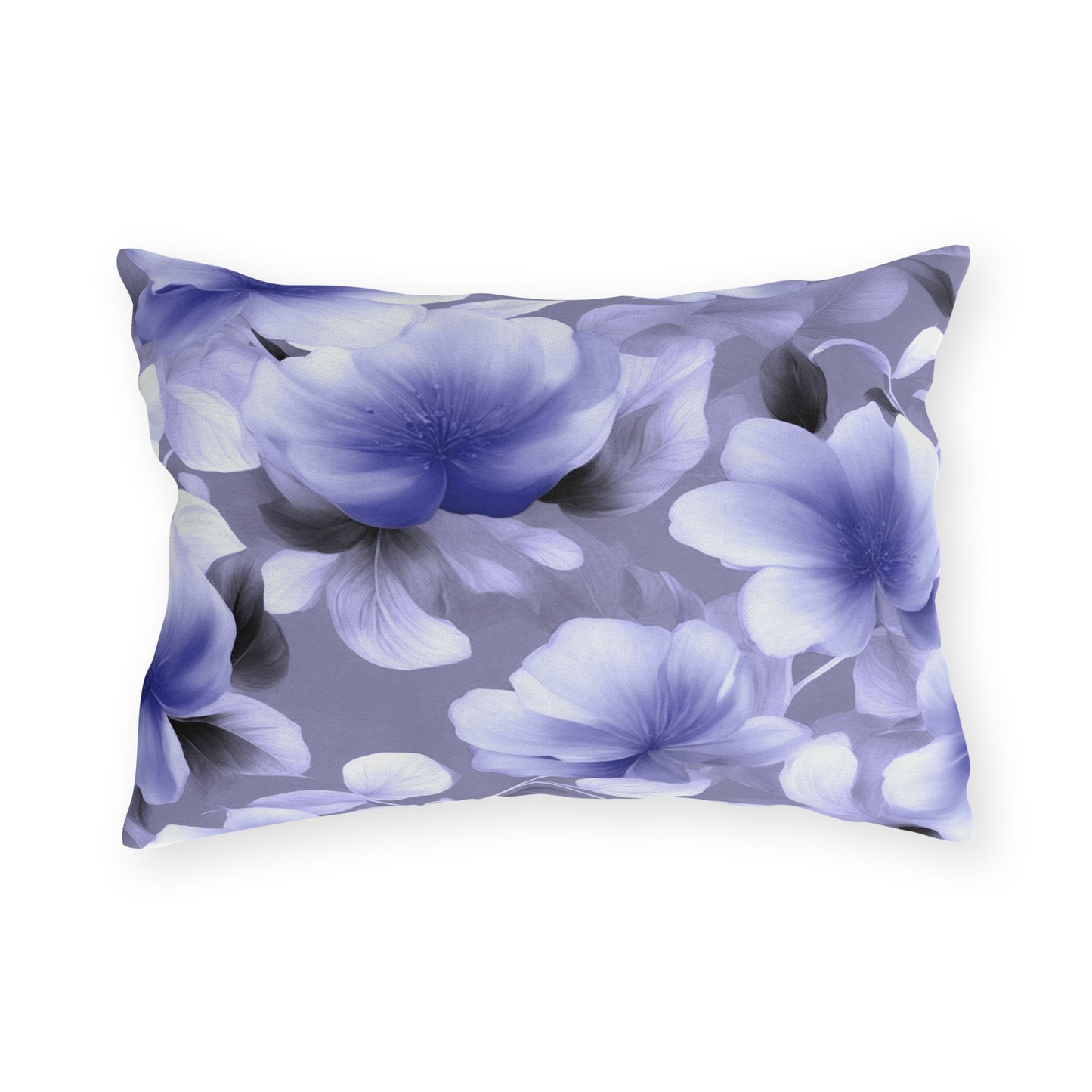Indigo Blossom Floral Bunch Outdoor Pillow, 20" x 14"