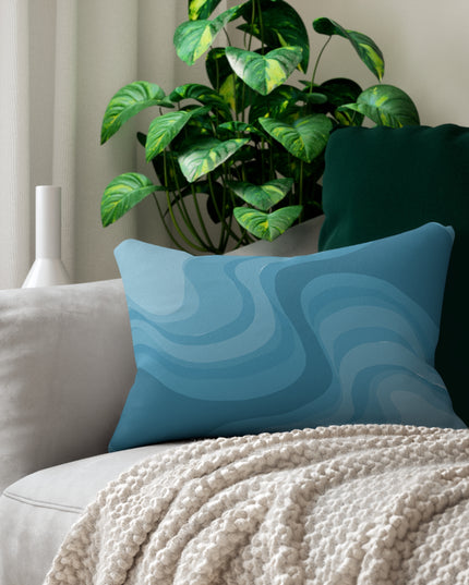 Sky Blue Wavey Spun Polyester Lumbar Pillow, 20" x 14"