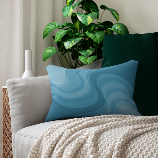 Sky Blue Wavey Spun Polyester Lumbar Pillow, 20" x 14"