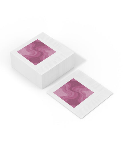 Pinky Mauve Wavey White Coined Napkins, 4.8" x 4.8"