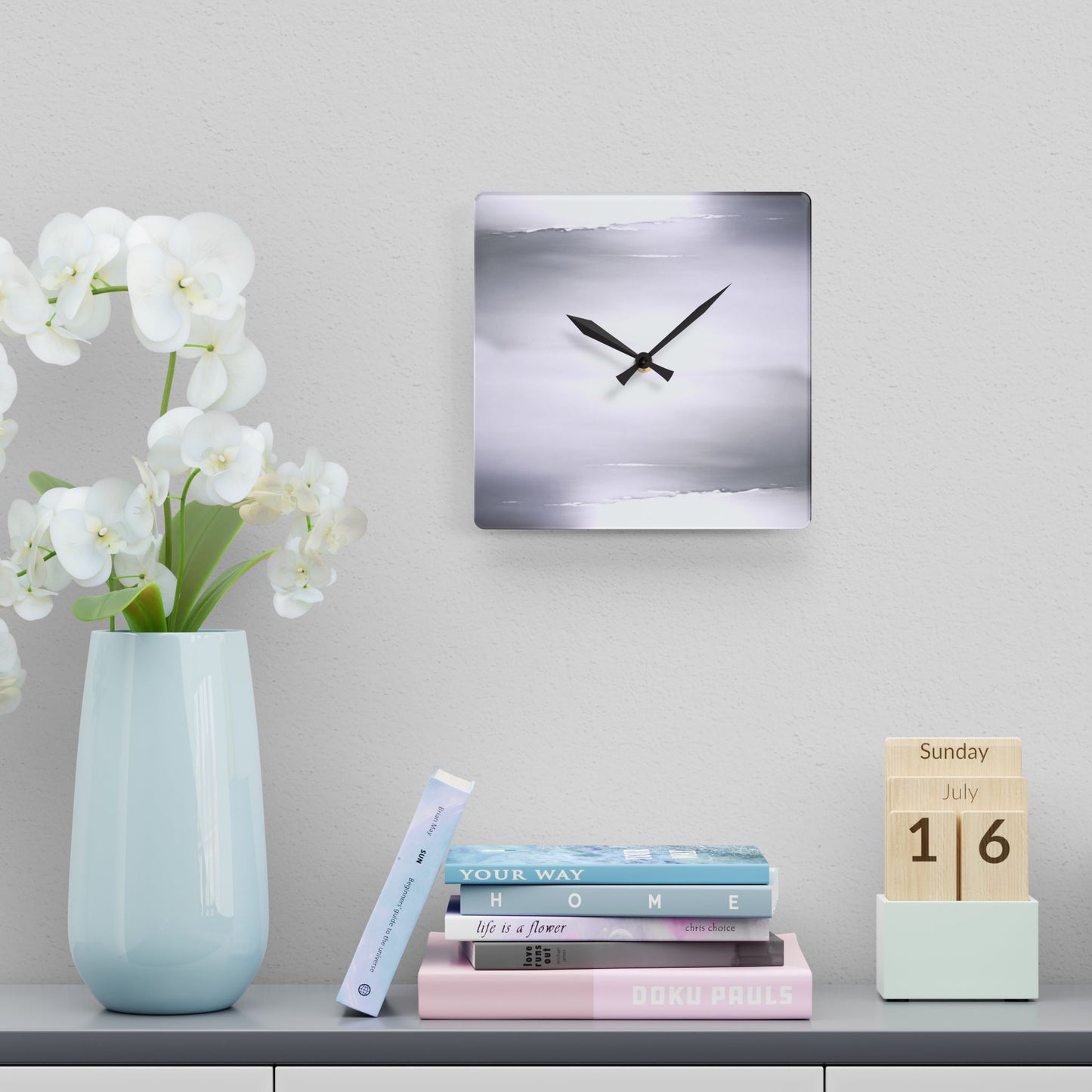 Sephia Sea Dark Fog Acrylic Wall Clock, Round or Square, 10.75" x 10.75"