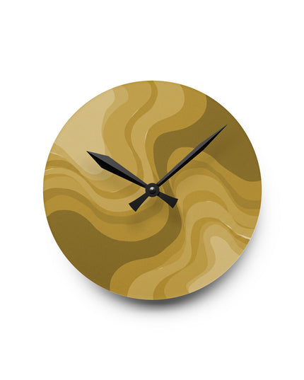 Brown Wavey 8" x 8" Round Acrylic Wall Clock