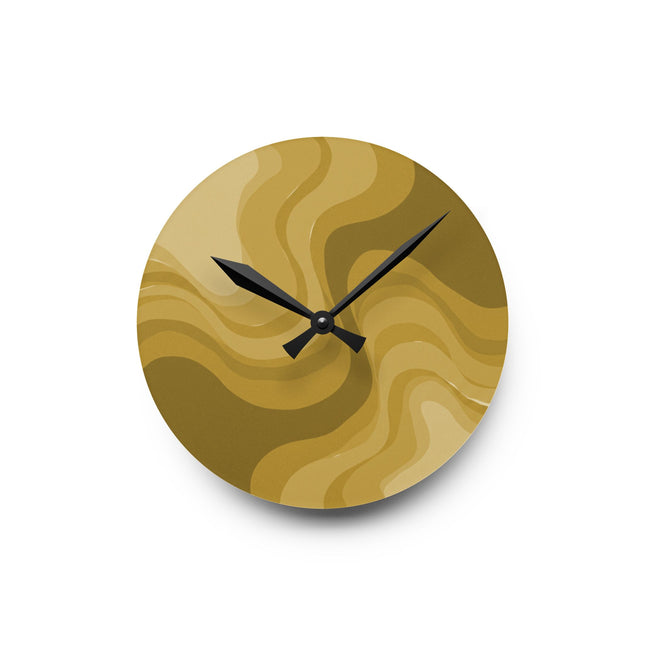 Brown Wavey 8" x 8" Round Acrylic Wall Clock