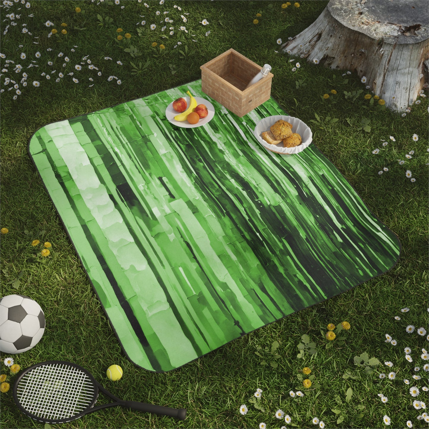 Striped Mint Pastel 61" × 51" Picnic Blanket