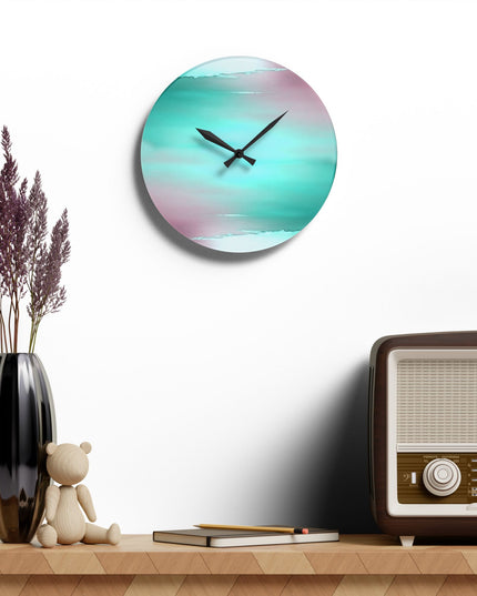 Green Sea Lavender Fog Acrylic Wall Clock, Round or Square, 10.75" x 10.75"