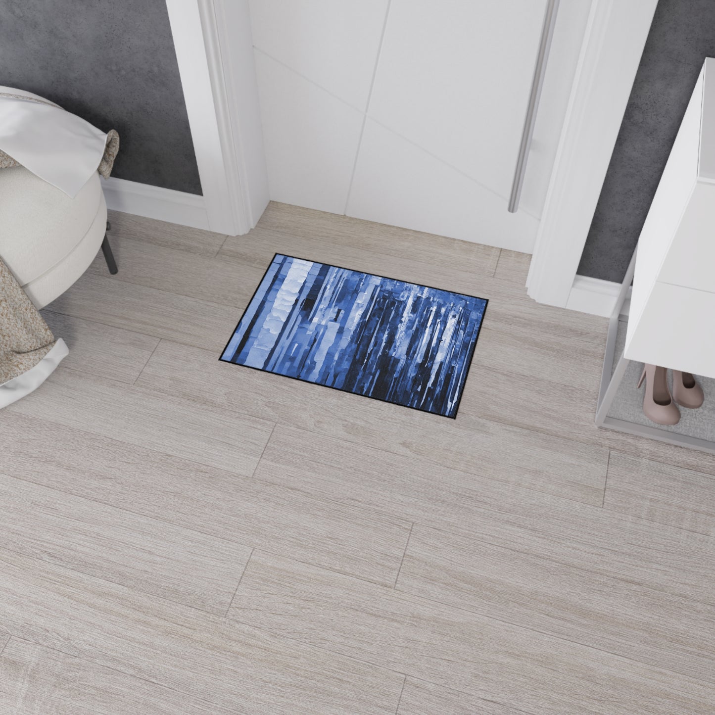 Striped Deep Blue 18" x 27" Heavy Duty Floor Mat