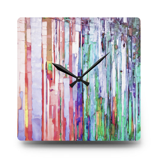 Striped Pastels Acrylic Wall Clock, Round or Square, 10.75" x 10.75"