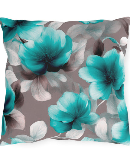 Tif Green Gray Floral Bunch Outdoor Pillow, 16" x 16"