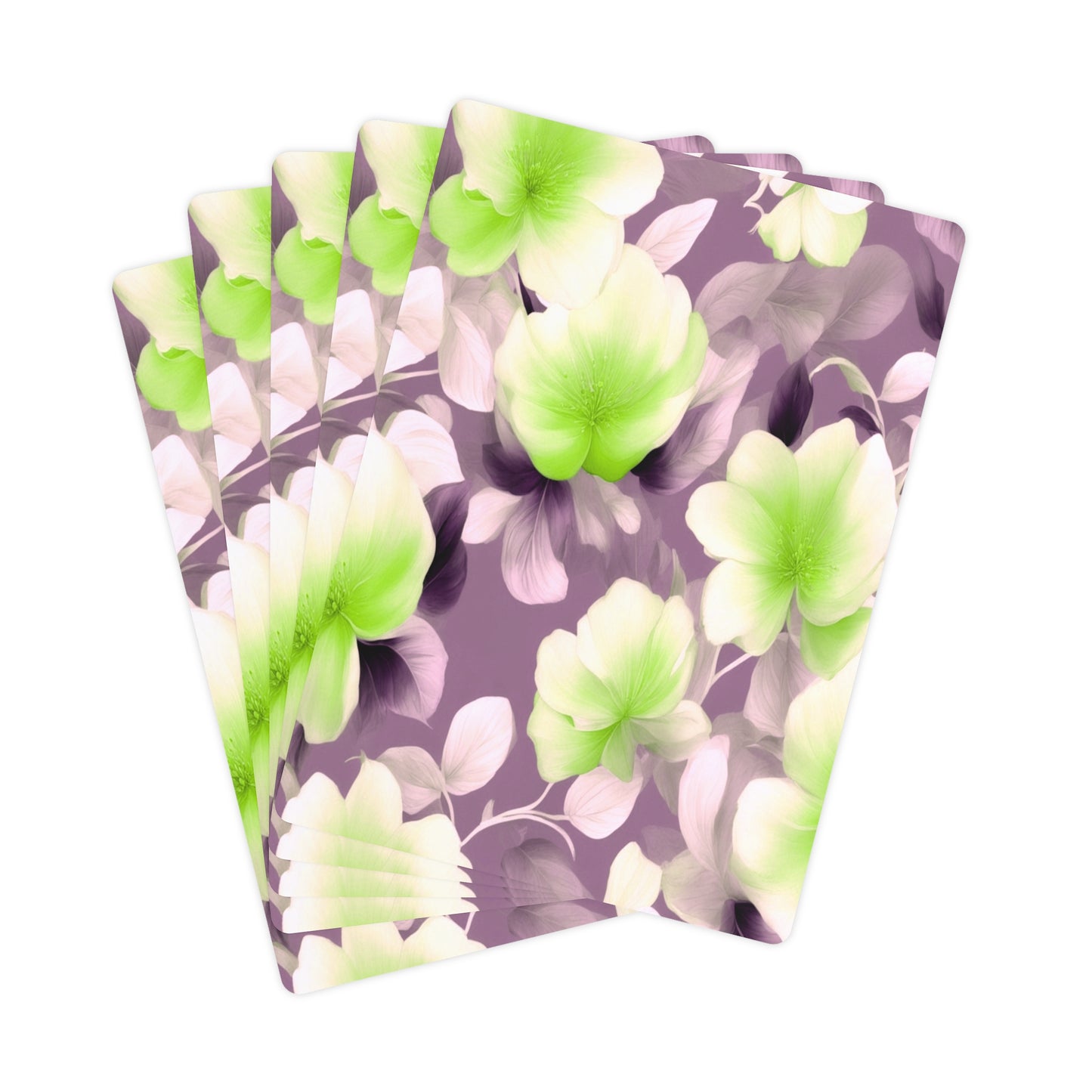 Lime Lavender Floral Bunch Poker Cards