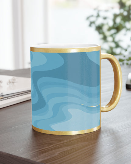 Sky Blue Wavey 11 oz Metallic Mug (Silver\Gold)