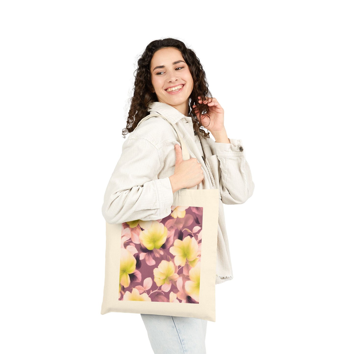 Lemon Blossom Floral Bunch Cotton Canvas Tote Bag