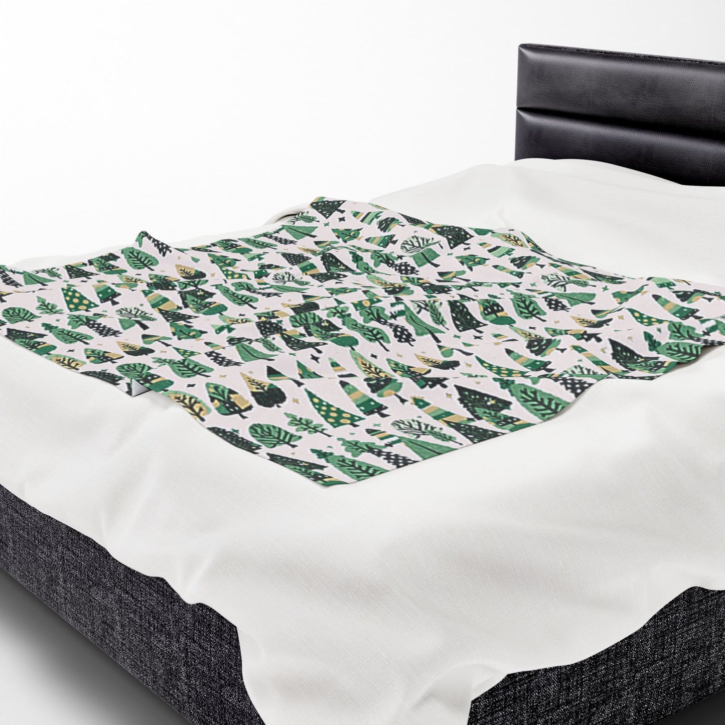 Mini Vintage Green Trees Velveteen Plush Blanket, 50" x 60"