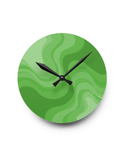 Greenie Meanie Wavey 8" x 8" Round Acrylic Wall Clock