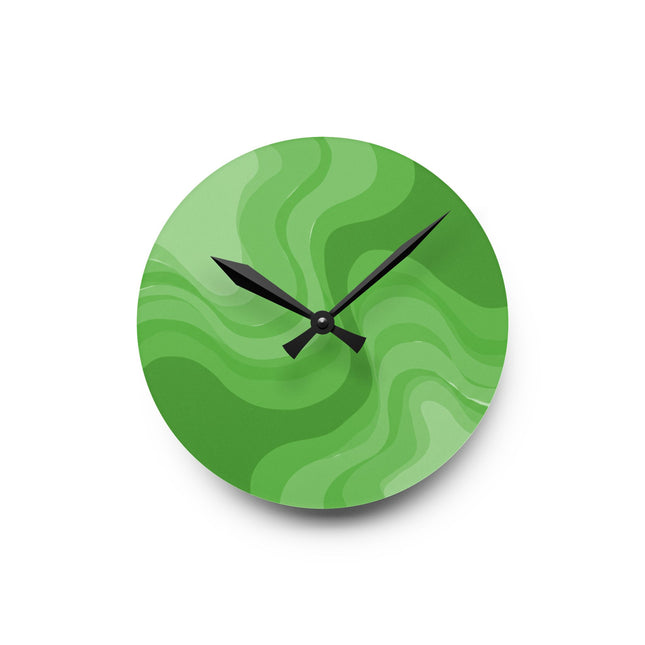 Greenie Meanie Wavey 8" x 8" Round Acrylic Wall Clock