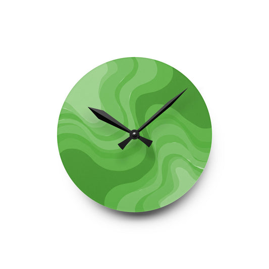 Greenie Meanie Wavey 8" x 8" Round Acrylic Wall Clock