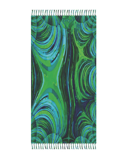 Uzi Spiral Blue Green 38" × 81" Boho Beach Cloth