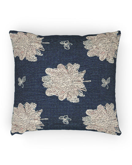 Rose White Floral Butterflies Woven Pillow, 17" x 18"
