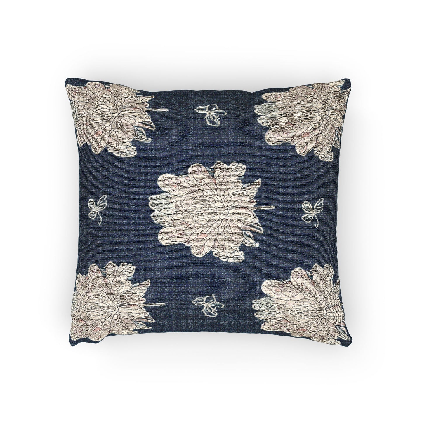 Rose White Floral Butterflies Woven Pillow, 17" x 18"