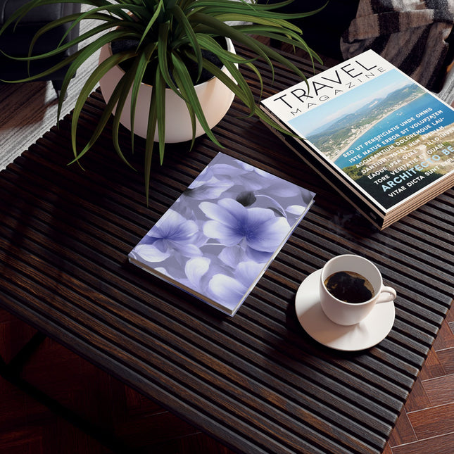 Indigo Blossom Floral Bunch Hard Backed Journal with 128 blank pages, 5.2" x 7.4"